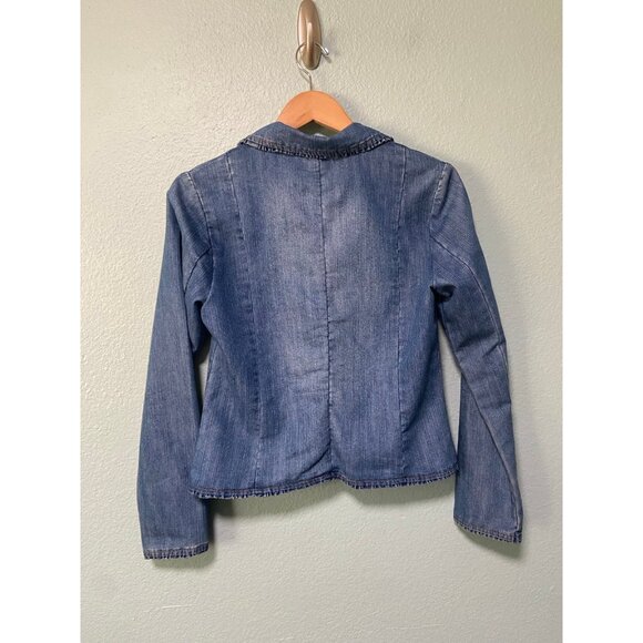 Faded Glory Women's Denim Y2K 2000s Button‎ Blazer Size 8 - Picture 2 of 10